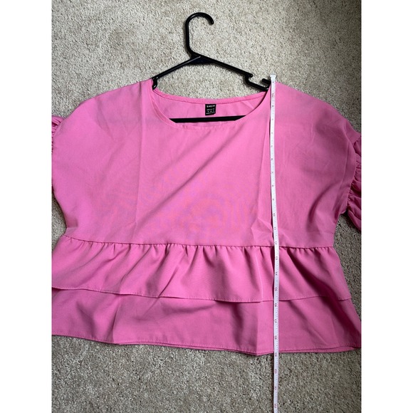 SHEIN Pink Ruffle Sleeve Tiered Top‎ Women's Medium Short Sleeve Blouse - Picture 4 of 5